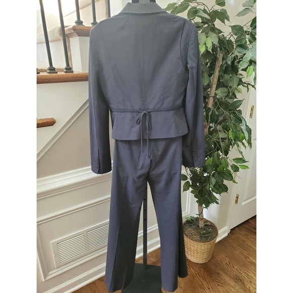 BCBGMAXAZRIA Women Solid Gray Wool Two Buttons Blazer & Pant 2 Piece Suit Size M - Picture 5 of 15